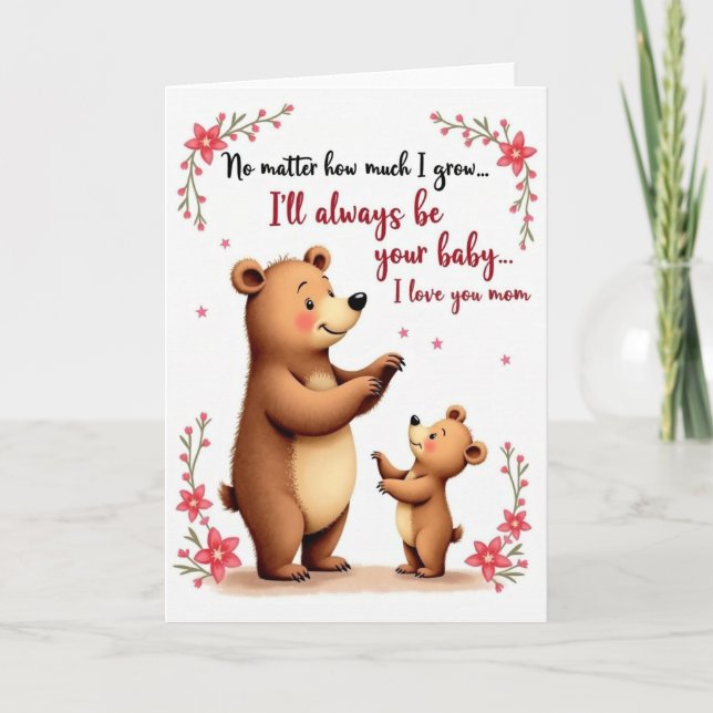 Carte Fleurs Ours Aiment Maman (Devant)