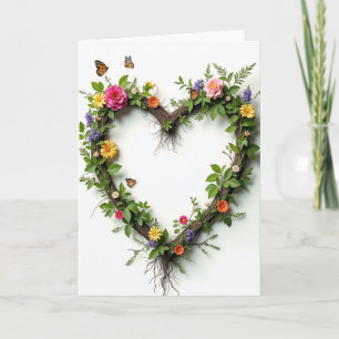 Carte Fleurs Papillon Couronne Cardiaque