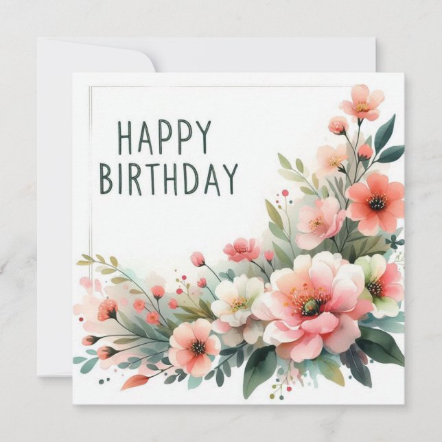 carte fleurs pastel joyeux anniversaire  (Devant)