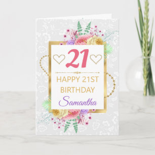 Carte Fleurs Pastel Magnifiques et Anniversaire en Feuil