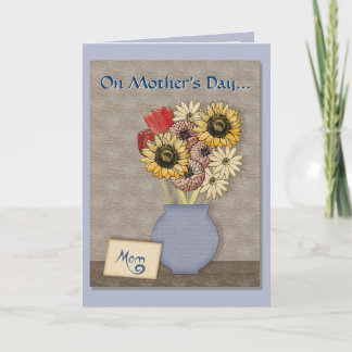 Carte Fleurs peintes dans un vase bleu - Personnalisé