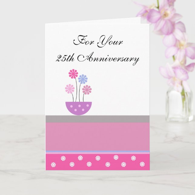 Carte Fleurs personnalisées 25e anniversaire de Mariage (Orchidée)