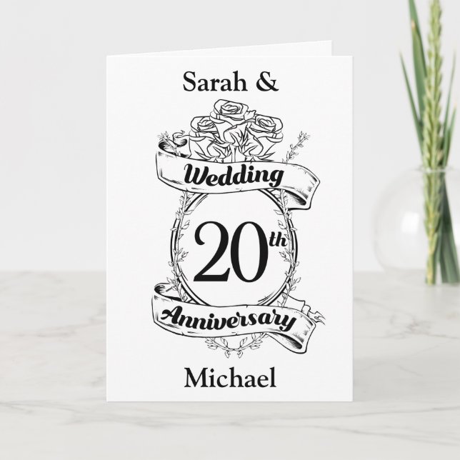Carte Fleurs pour les 20 ans de mariage (Devant)