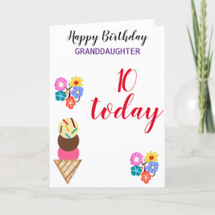 Carte Fleurs pour petite-fille pour son 10ème anniversai