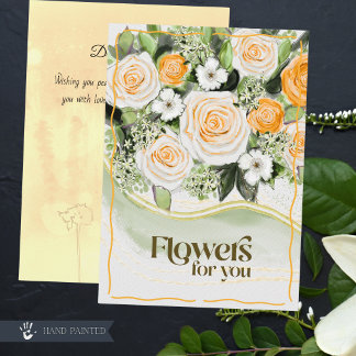 Carte Fleurs pour vous Rose dorée chaude Floral Guérison