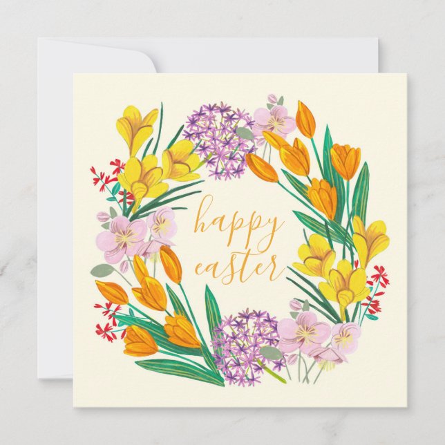 Carte Fleurs printanières tulipe florale jaune pâques de (Devant)