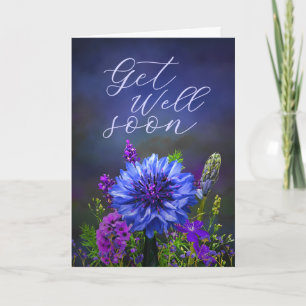 Carte Fleurs profondes bleues et violettes pour un promp