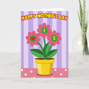 Carte Fleurs Rayées pour Maman qui Aime