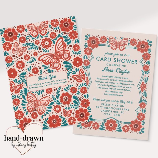 Carte Fleurs Rétro envoi par la Poste 50e Annivers (Créateur téléchargé)