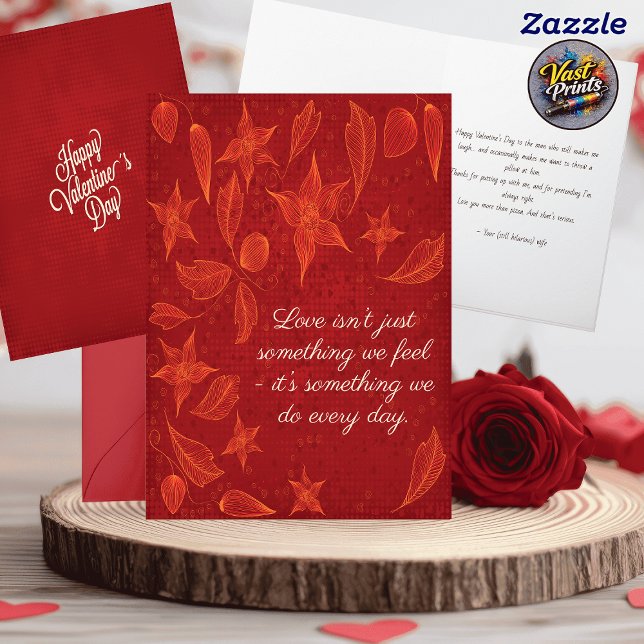 Carte Fleurs Romantiques Mari Drôle Saint-Valentin (Romantic Floral Funny Husband Valentine's Day Card)