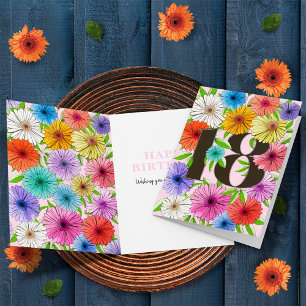 Carte Fleurs rose colorées pour 18e anniversaire personn