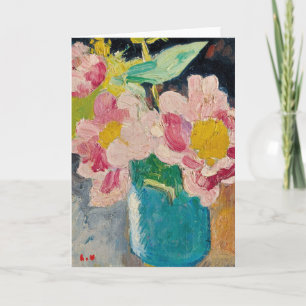Carte Fleurs roses dans un vase bleu Louis Valtat
