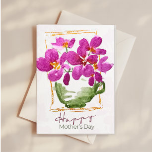 Carte Fleurs roses dans une tasse de thé pour la fête de