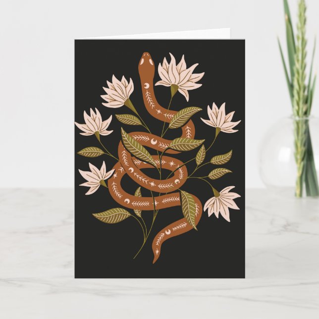 Carte Fleurs roses de serpent Brown (Devant)