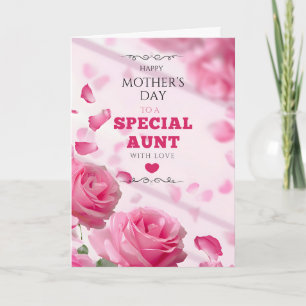 Carte Fleurs roses élégantes spéciales Tante Fête des mè