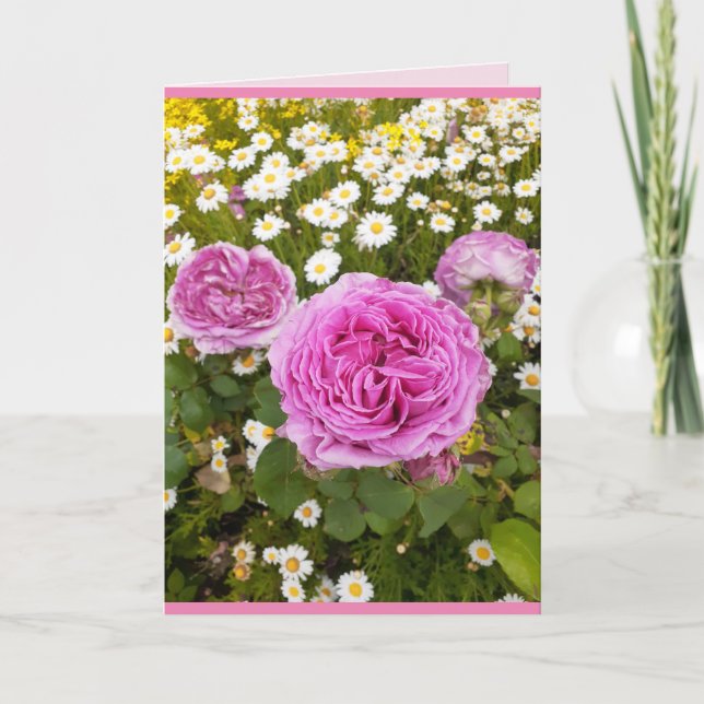 Carte Fleurs roses Floral Rose Fleurs Greetings (Devant)