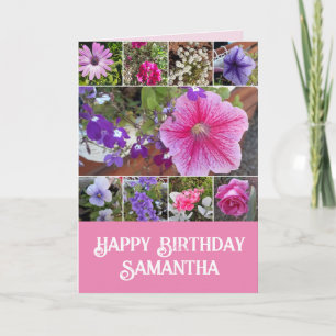 Carte Fleurs roses Floral Rose Petunia Daisy Anniversair
