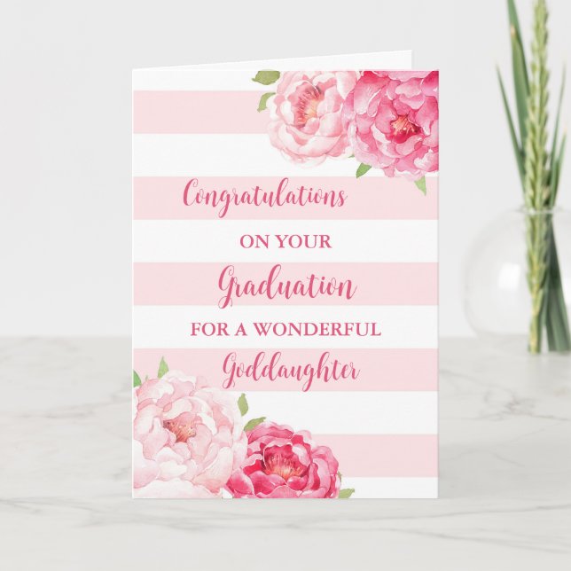 Carte Fleurs roses Godgirl Graduation (Devant)