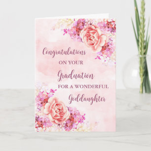Carte Fleurs roses Godgirl Graduation