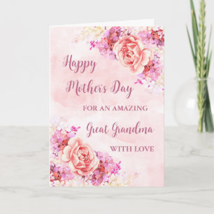 Carte Fleurs roses Grande grand-mère Bonne fête des mère