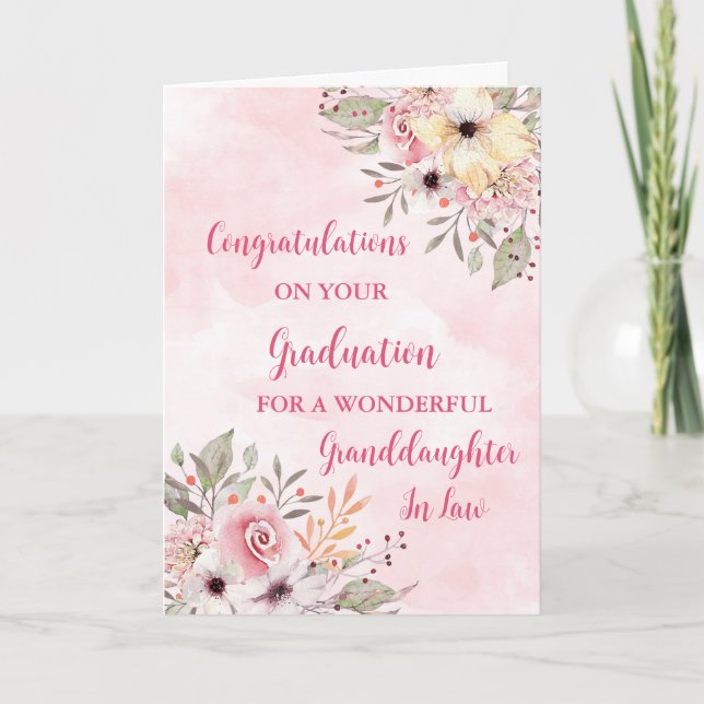 Carte Fleurs roses Grandgirl en droit (Devant)