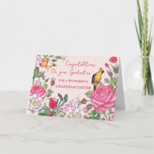 Carte Fleurs roses Grandgirl Graduation