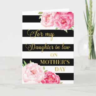 Carte Fleurs roses noires Fête des mères belle-fille