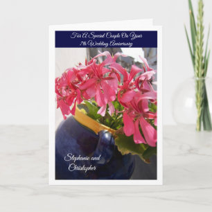 Carte Fleurs roses Personnalisé 7e anniversaire Mariage