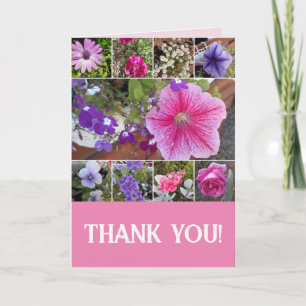 Carte Fleurs roses Rose floral Petunia Merci