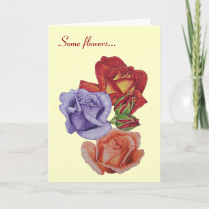 Carte fleurs roses rouges et bourgeons roses fleurs flor