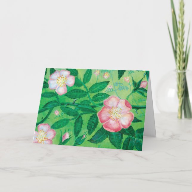 Carte Fleurs roses sauvages Anniversaire (Devant)