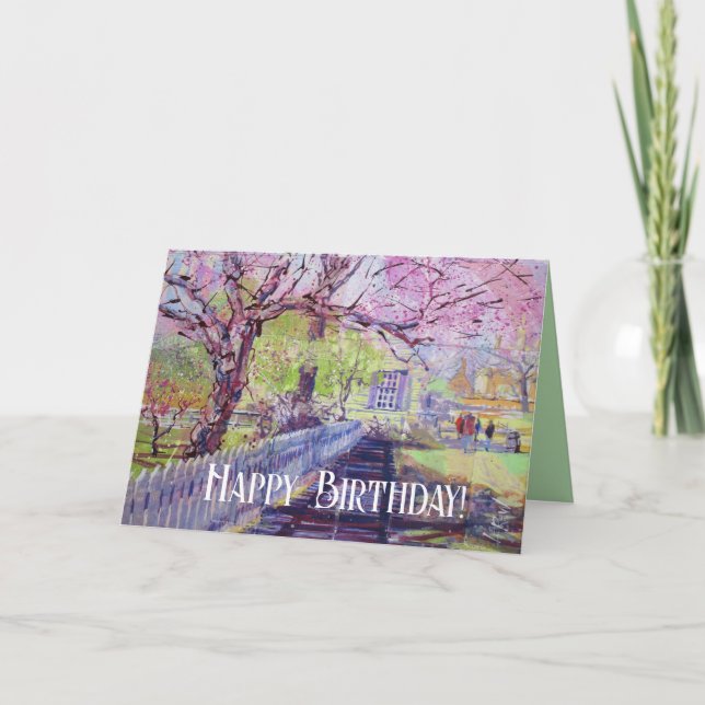 Carte Fleurs roses sur Williamsburg Joyeux anniversaire (Devant)