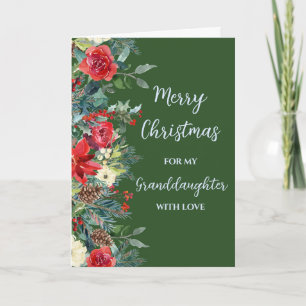 Carte Fleurs rustiques Grand-fille Joyeux Noël