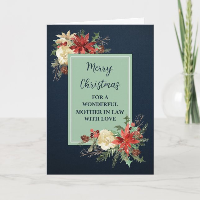 Carte Fleurs Rustiques Mère En Droit Joyeux Noël (Devant)