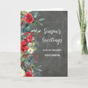 Carte Fleurs rustiques Voisin Noël