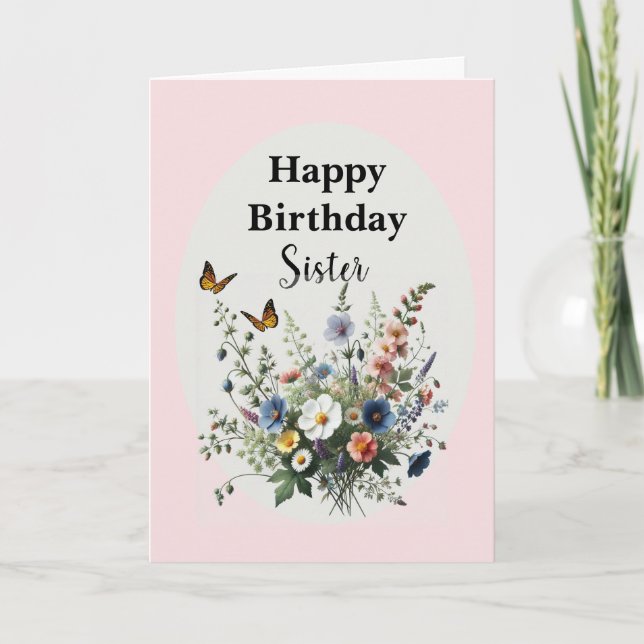 Carte Fleurs sauvages à l'aquarelle Joyeux Anniversaire  (Devant)