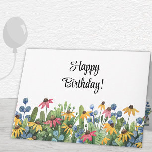 Carte Fleurs sauvages aquarelle personnalisées Joyeux An