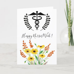 Carte Fleurs sauvages aquarelle Semaine heureuse des inf