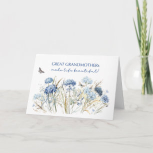 Carte Fleurs sauvages bleu poussiéreux pour l'anniversai