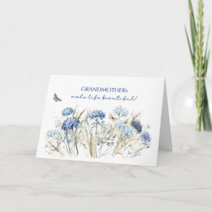 Carte Fleurs sauvages bleu poussiéreux pour l'anniversai