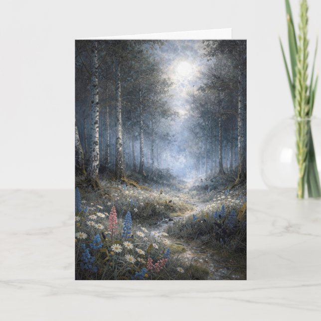 Carte Fleurs sauvages d'anniversaire dans une forêt de b (Devant)