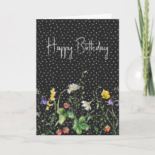 Carte Fleurs sauvages d'anniversaire en Pois