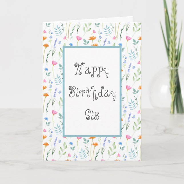 Carte Fleurs sauvages d'aquarelle mixte Motif (Devant)