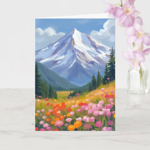 Carte Fleurs sauvages de montagne Paysage aquarelle Natu