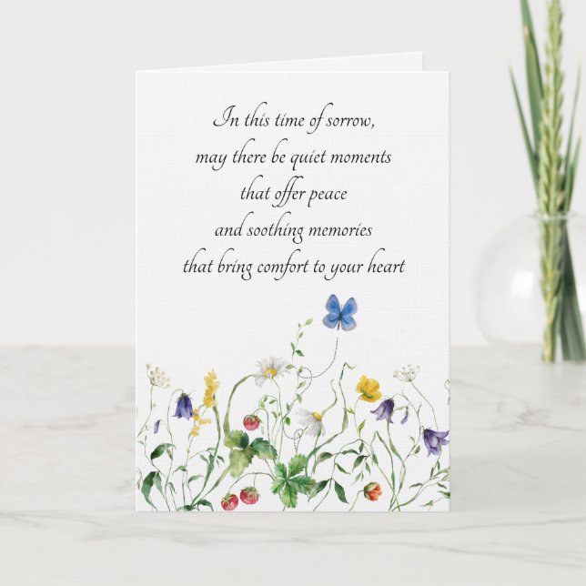 Carte Fleurs sauvages de sympathie et papillon  (Devant)