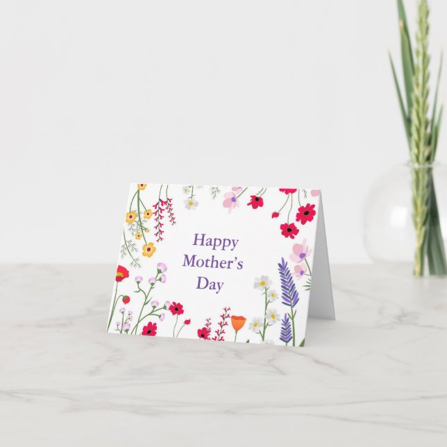 Carte Fleurs Sauvages Élégantes de Printemps (Devant)