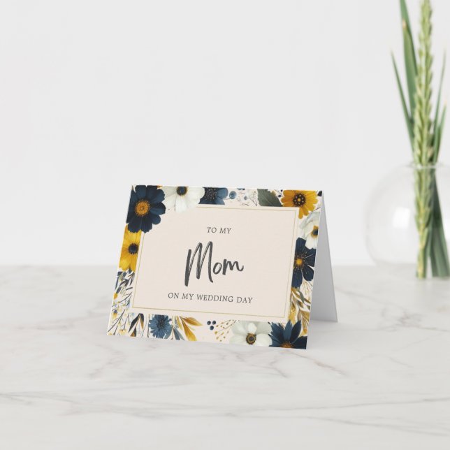Carte Fleurs sauvages Élégants À Ma Mère Mariage Beige (Devant)