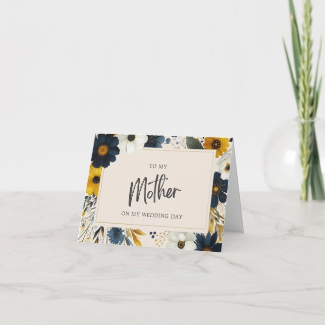 Carte Fleurs sauvages Élégants À Ma Mère Mariage Beige (Devant)