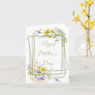 Carte Fleurs sauvages et libellules Fête des mères