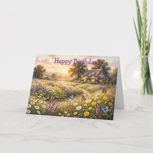 Carte Fleurs sauvages et une mignonne maisonnette (Devant)